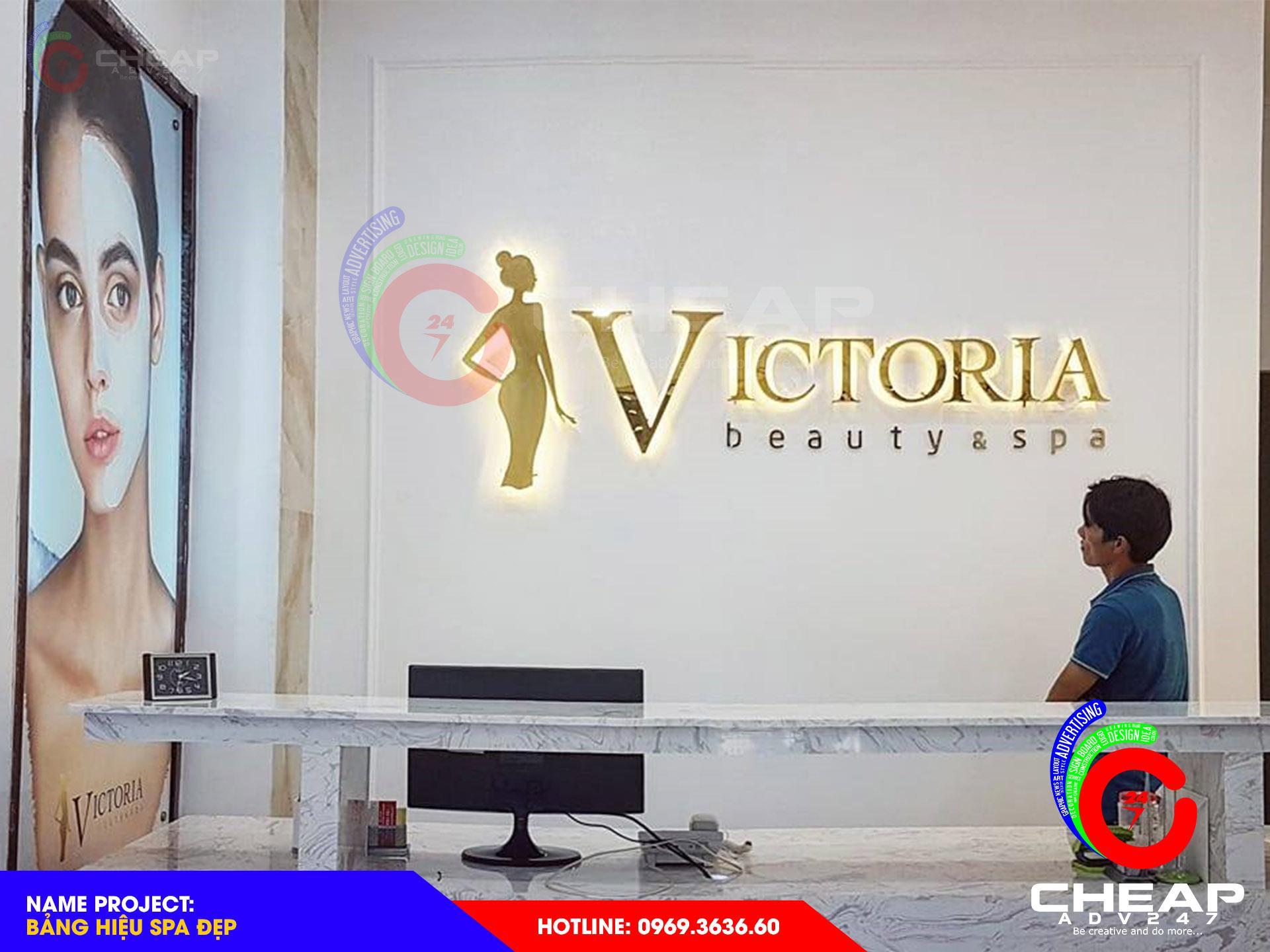 Làm bảng hiệu spa quận 2 vách lễ tân